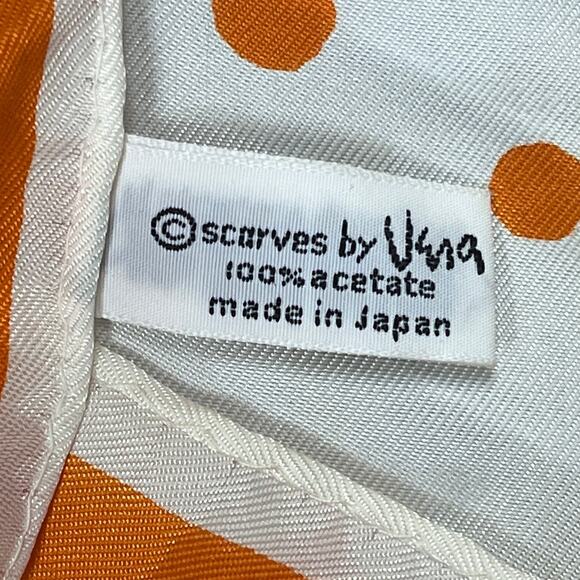 Vintage VERA Neumann Scarf ~  Signed ~ Orange ~ 43" x 14" Made in Japan - Picture 6 of 6
